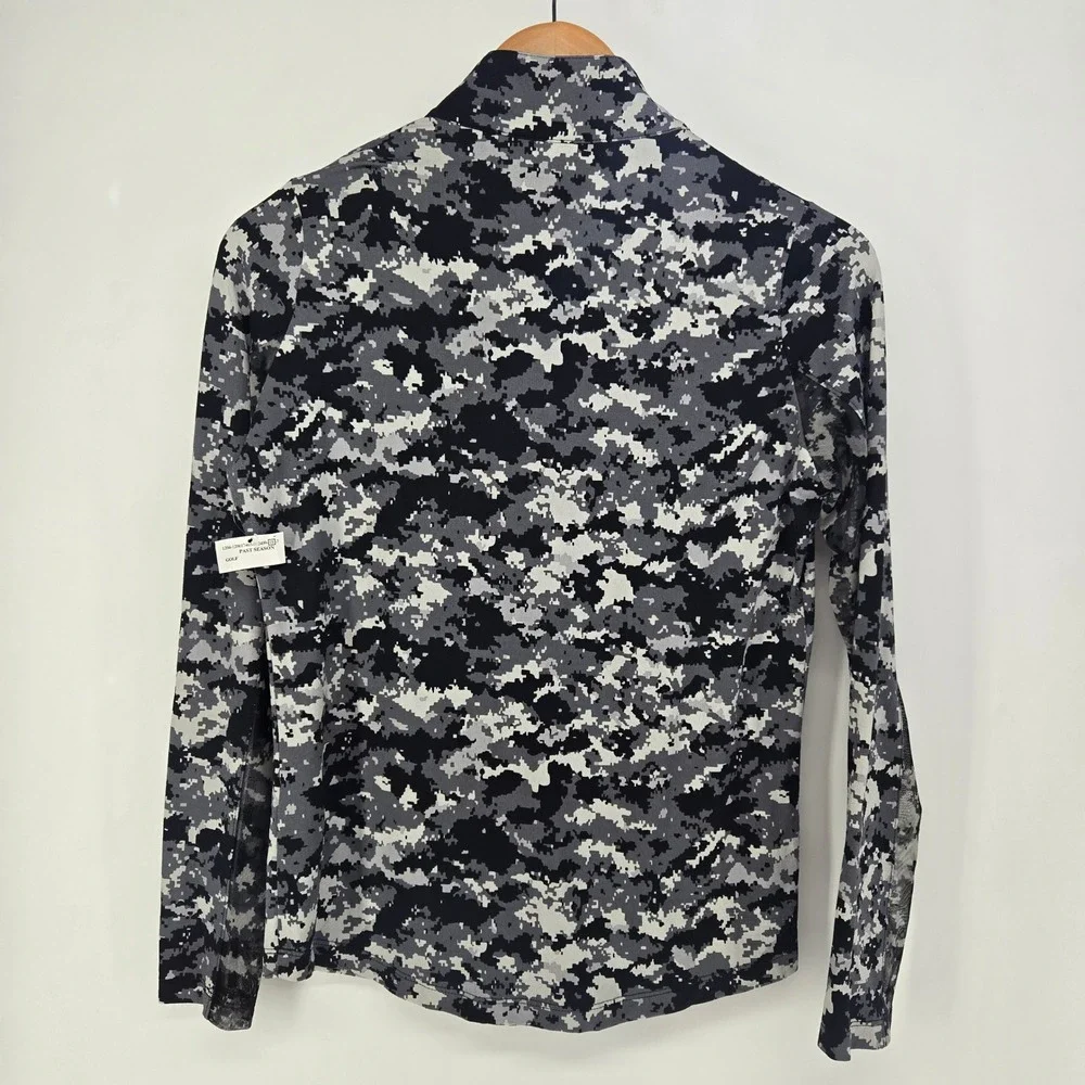 IBKUL Quarter Zip Pullover Womens XS Grey Digital Camo IceFil Sun Shirt Golf NEW